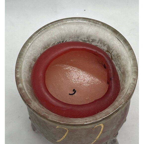 Heavy Crystal Frosted Glass Candle Holder 3-Footed Christmas Holiday Decor - Picture 4 of 11